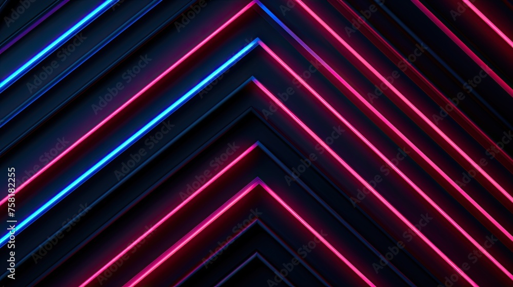 Fototapeta premium Geometric background with neon stripes