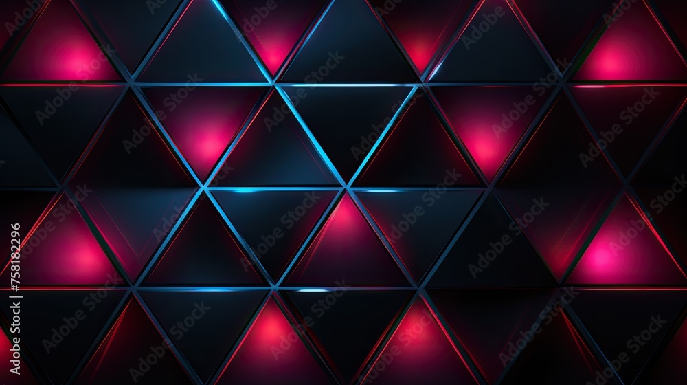 Obraz premium Geometric background with neon triangles