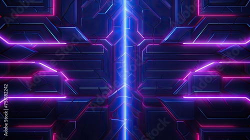 Geometric background with neon outlines and electrical discharges