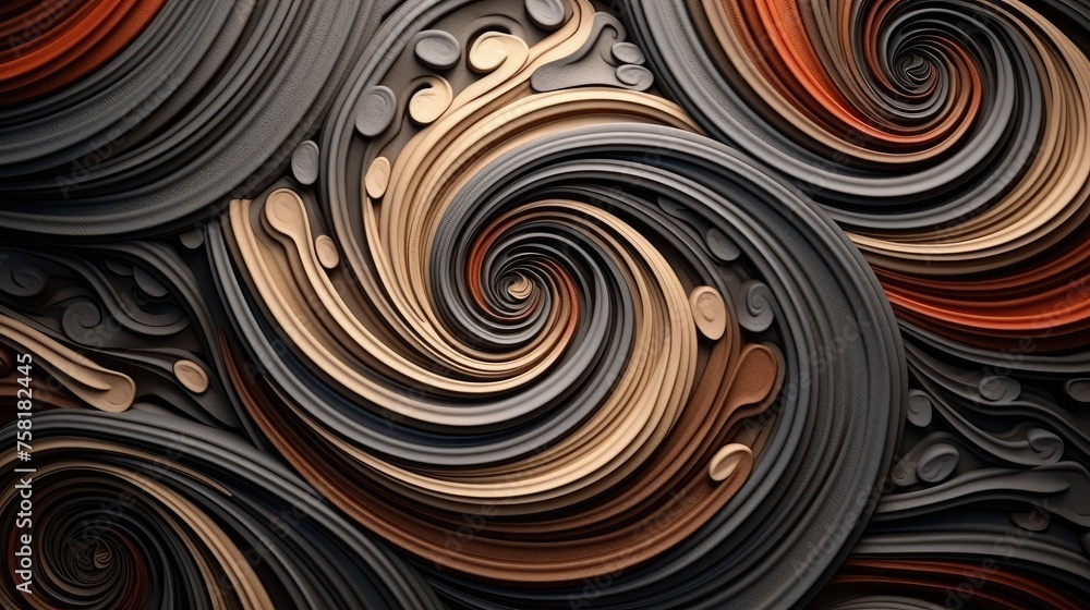 Geometric background with spiral patterns - obrazy, fototapety, plakaty 