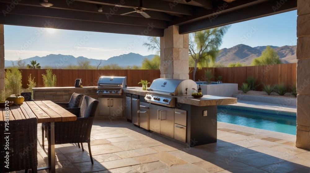 Fototapeta premium Daytime outdoor kitchen
