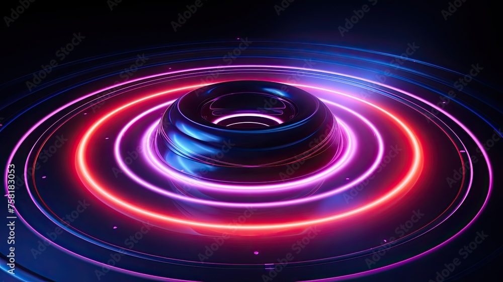Neon circles and lines forming a glowing spiral effect Neon circles and lines forming a glowing spiral effect