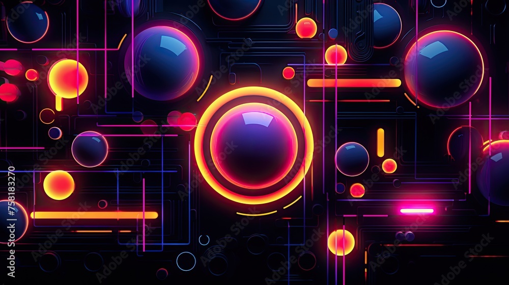 Neon lines and circles in a futuristic aesthetic