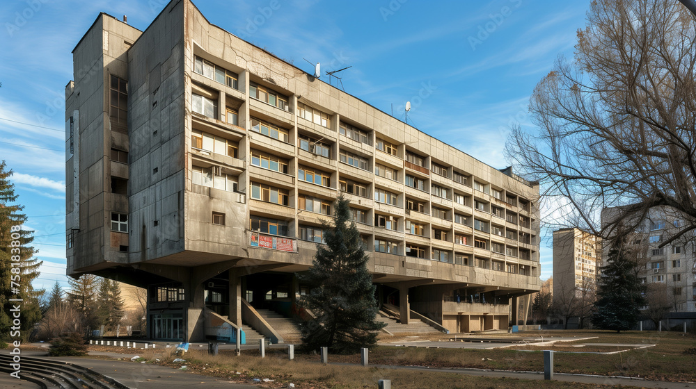 Brutalist Architecture of a Post-Soviet Building