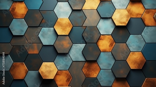 Geometric background with hexagon shaped elements photo