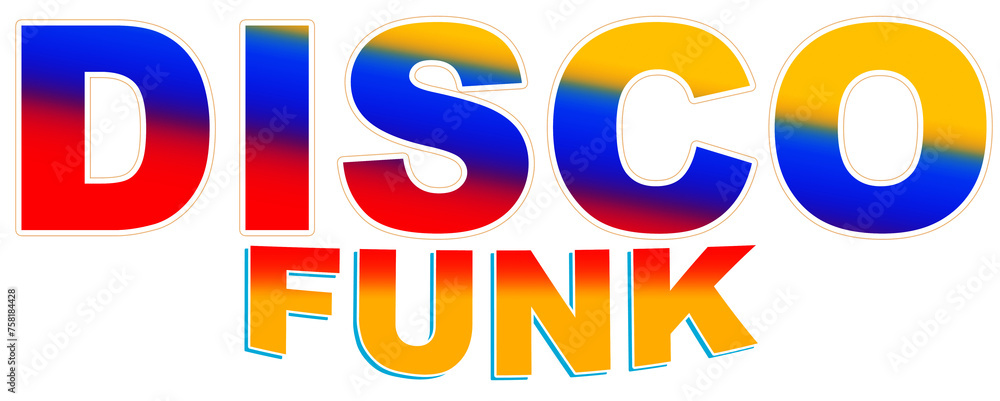 Disco Funk 70's, 80's, creative text design, Illustration, purple colors, music culture Disco Funk 70's, 80's, creative text design, Illustration, purple colors, music culture