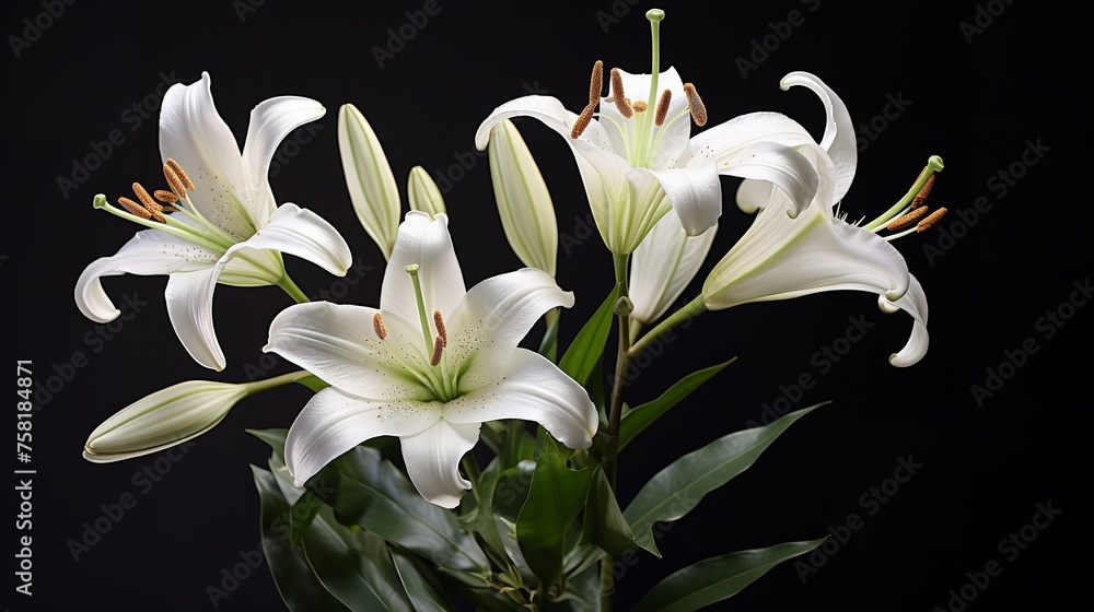 Fototapeta premium Elegant Blooming Lilies with Buds Cut Out - 8K Resolution