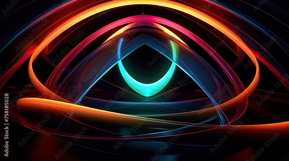 Geometric shapes with neon curves and angles Geometric shapes with neon curves and angles