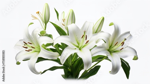 Elegant Blooming Lilies with Buds Cut Out - 8K Resolution