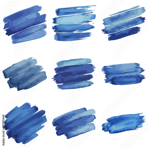 Blaue Wasserfarben Pinselstriche: Vektorgrafik Illustrationen"