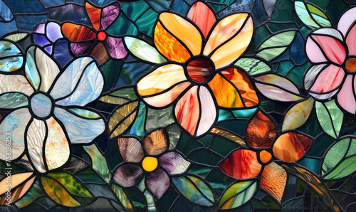 Stained glass- abstract flower pattern   Rebirth of Stained Glass texture colorful wallpaper