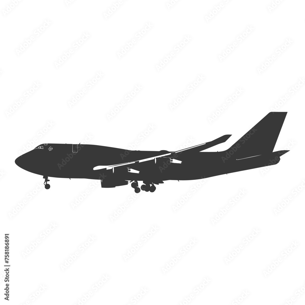 Silhouette airplane black color only Silhouette airplane black color only