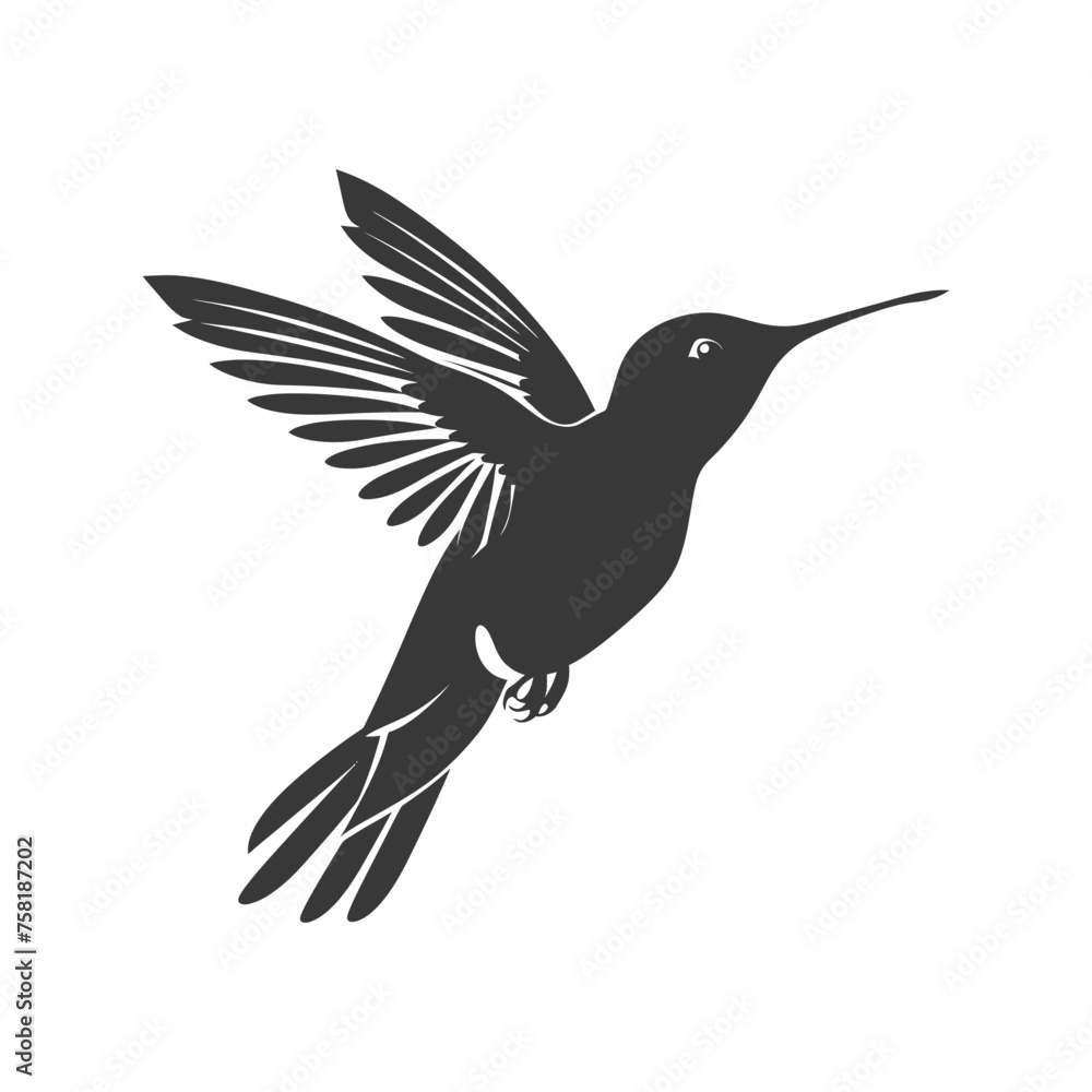 Fototapeta premium Silhouette Hummingbird black color only full body
