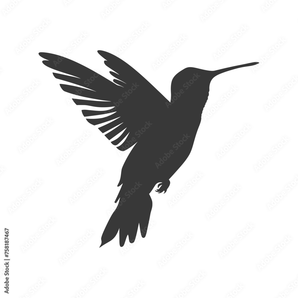 Silhouette Hummingbird fly black color only full body Silhouette Hummingbird fly black color only full body