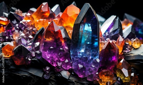 multicolored crystals of amethyst, amethyst, amethyst