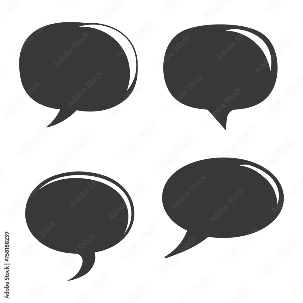 Silhouette Talk bubble speech or Dialogue balloon stickers black color only Silhouette Talk bubble speech or Dialogue balloon stickers black color only