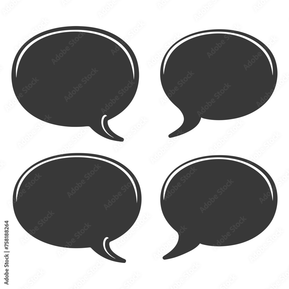 Silhouette Talk bubble speech or Dialogue balloon stickers black color only Silhouette Talk bubble speech or Dialogue balloon stickers black color only