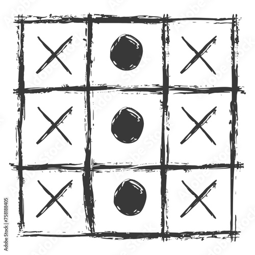 Silhouette Tic tac toe game black color only