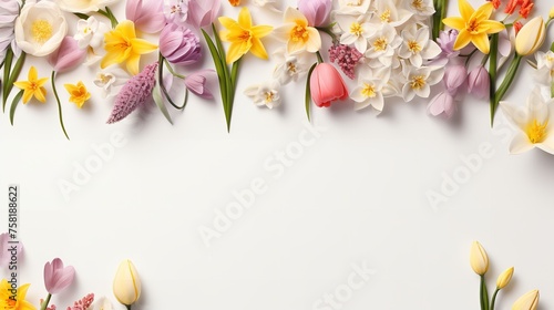 Floral Background: Spring Flowers Frame with

