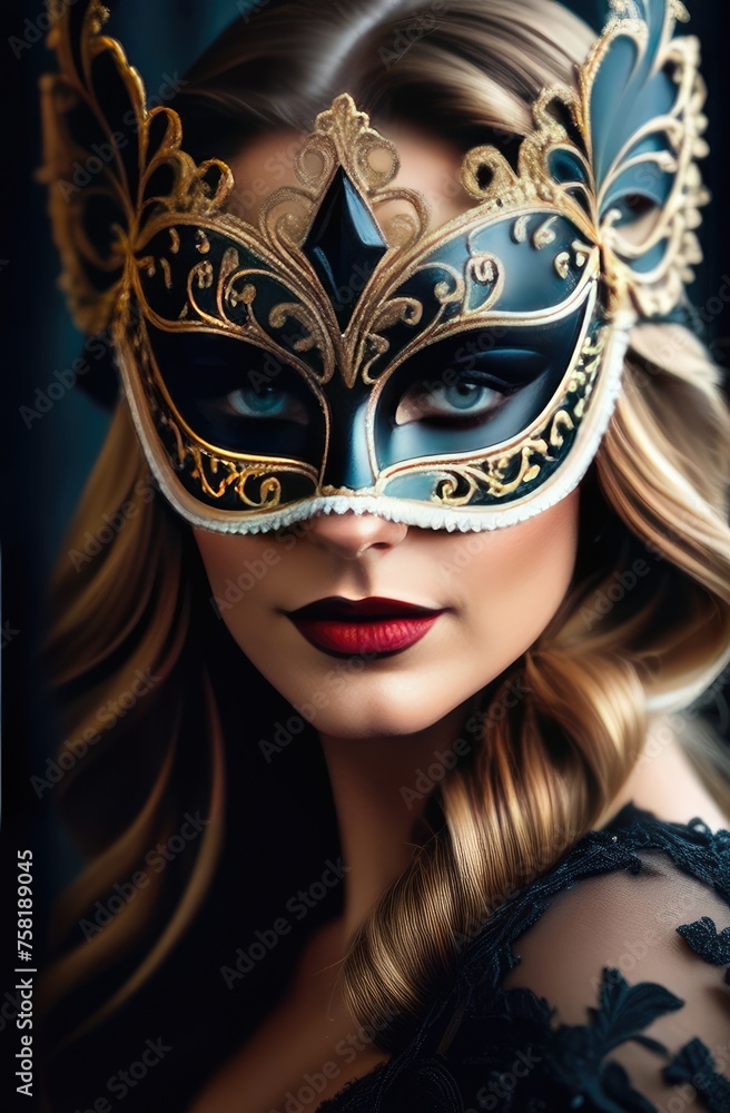 portrait of a girl in a carnival mask