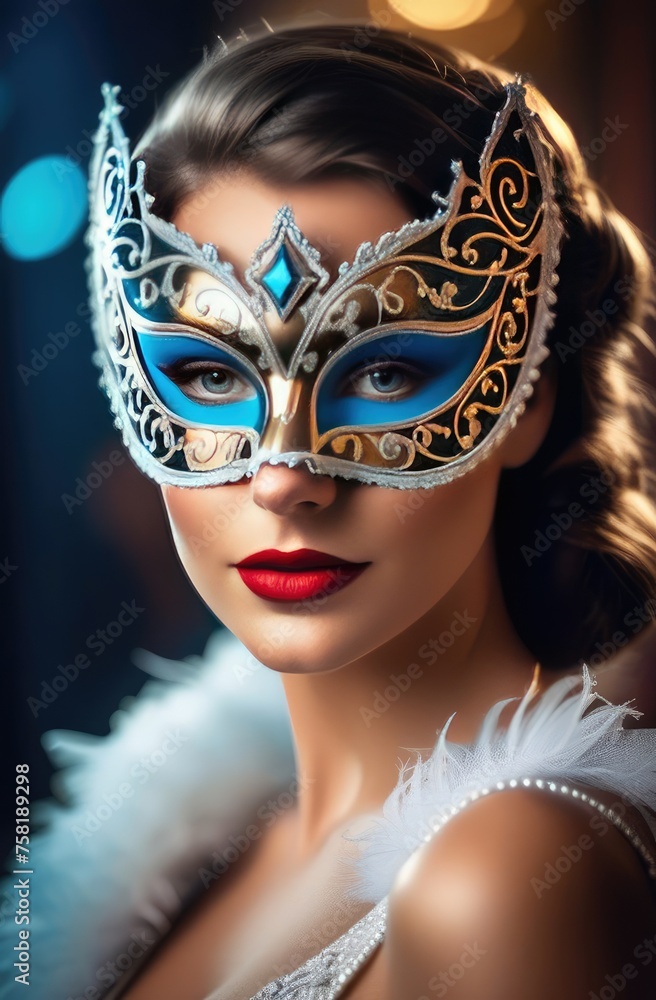 portrait of a girl in a carnival mask portrait of a girl in a carnival mask