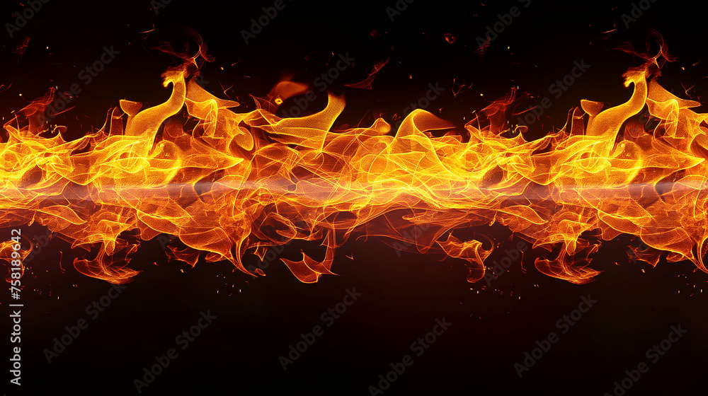 Vivid depiction of intense flames and floating embers giving a sense of heat and danger