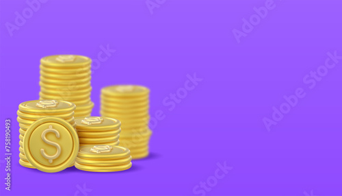 3D Token Coin Icons stack