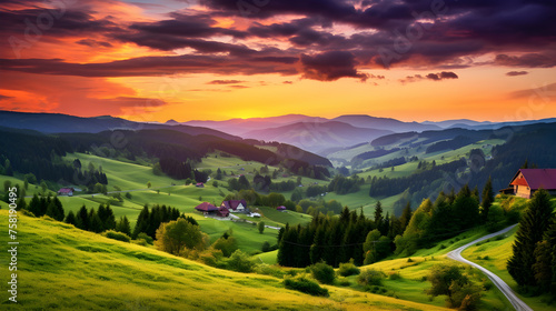 Sunset in the Mountain Valley: A nurturing embrace of nature in the heart of Czech © Lora