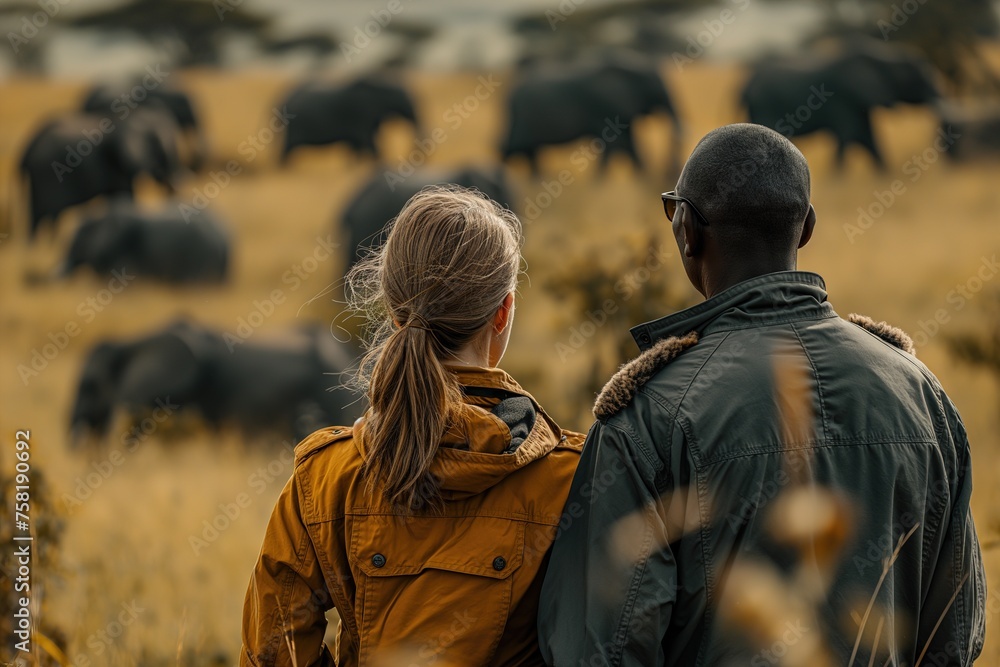 Observing Elephants on an African Safari