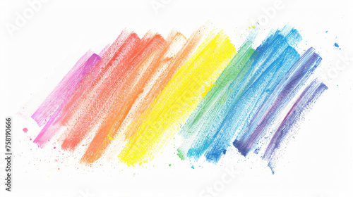 Photo grunge hand drawn colorful scribble wax pastel, rainbow crayon isolated on white