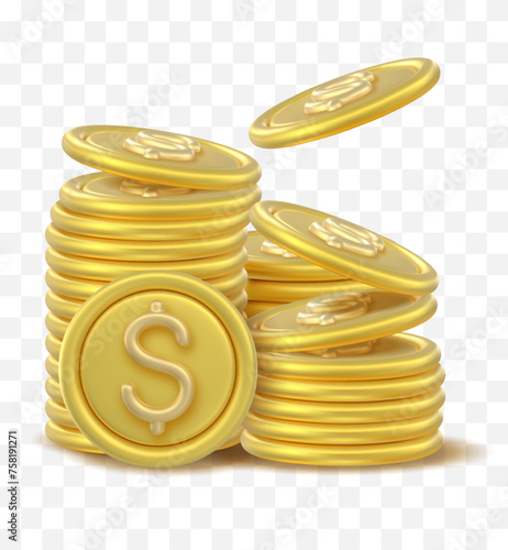 3D Token Coin Icons stack