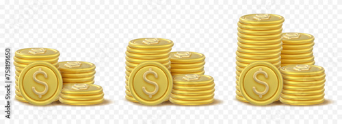 3D Token Coin Icons stack