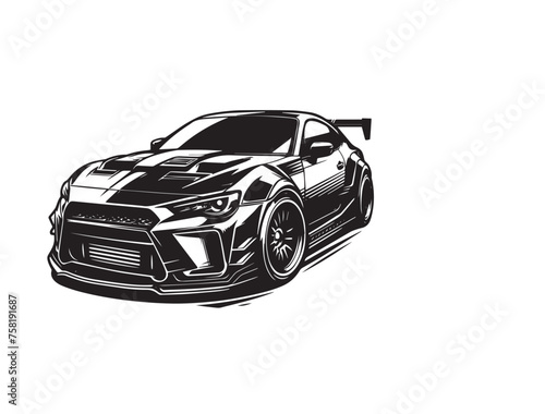 Race car silhouette, stylized vector silhouette, car vector png