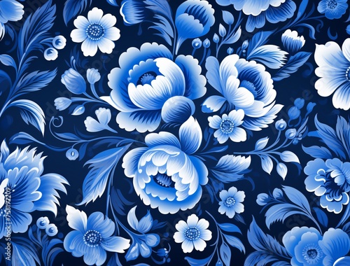 beautiful blue floral pattern painting © IgnacioJulian