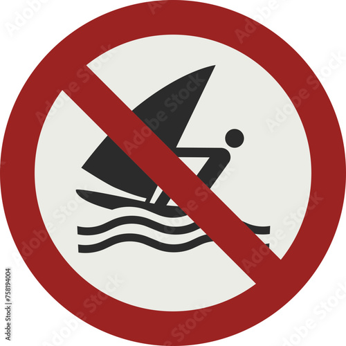 PROHIBITION SIGN PICTOGRAM, NO WINDSURFING ISO 7010 – P054, SVG