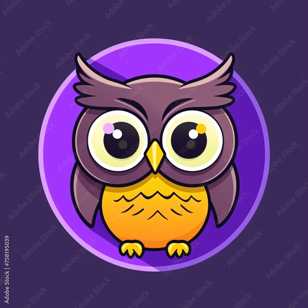 purple Owl round vector logo purple Owl round vector logo