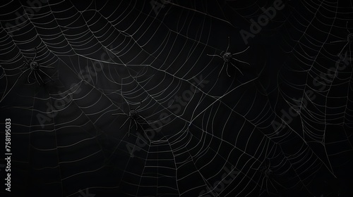 Halloween Background: Black Lace Spider Web Silhouette