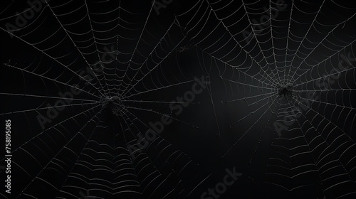 Halloween Background: Black Lace Spider Web Silhouette