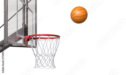 basketball going into a basket. 3d render