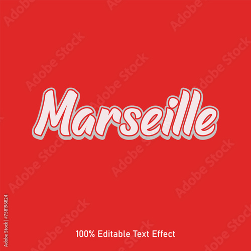 Marseill etext effect vector. Editable college t-shirt design printable text effect vector. 3d text effect vector.