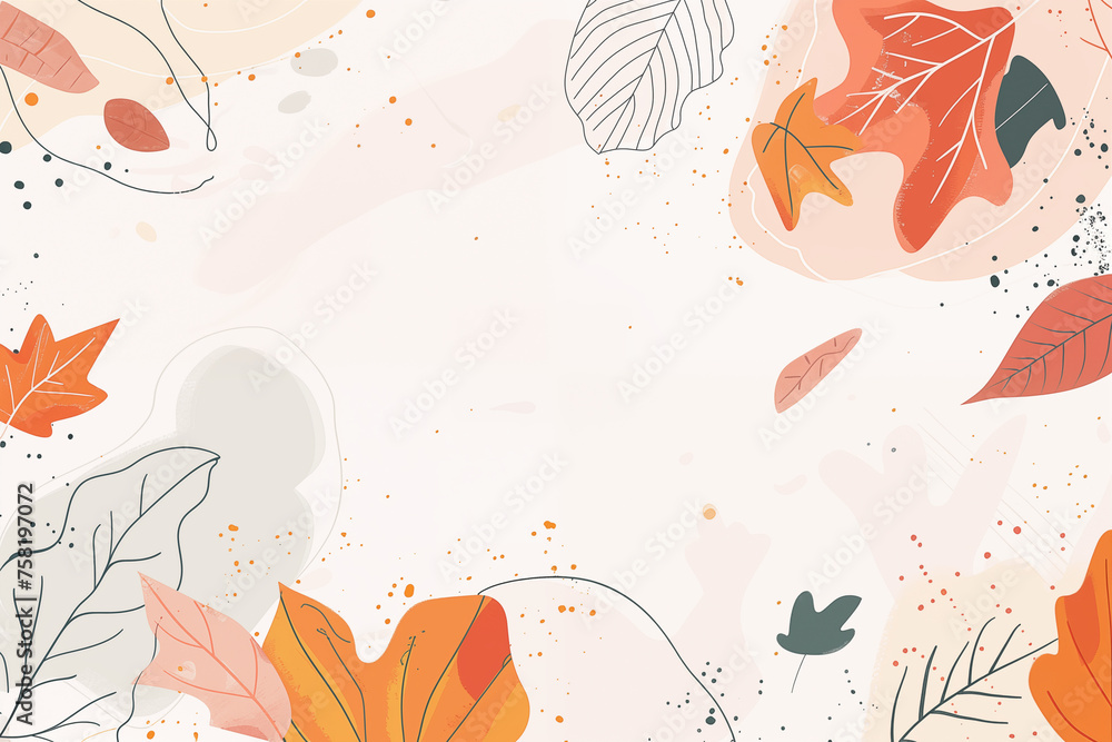 Abstract illustration of leaves in various pale autumn colors with watercolor splashes and spots Abstract illustration of leaves in various pale autumn colors with watercolor splashes and spots