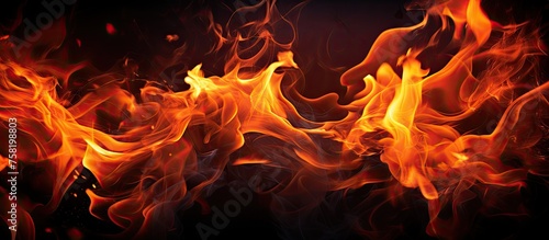 Vibrant Fiery Flames Illuminating Dark Night - Intense Heat and Energy Concept