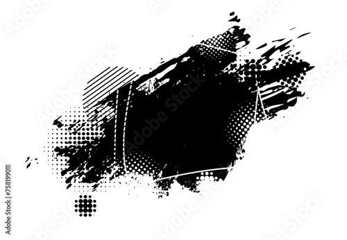 Abstract black blot object. Grunge frame. hand drawing. Not AI. Vector illustration