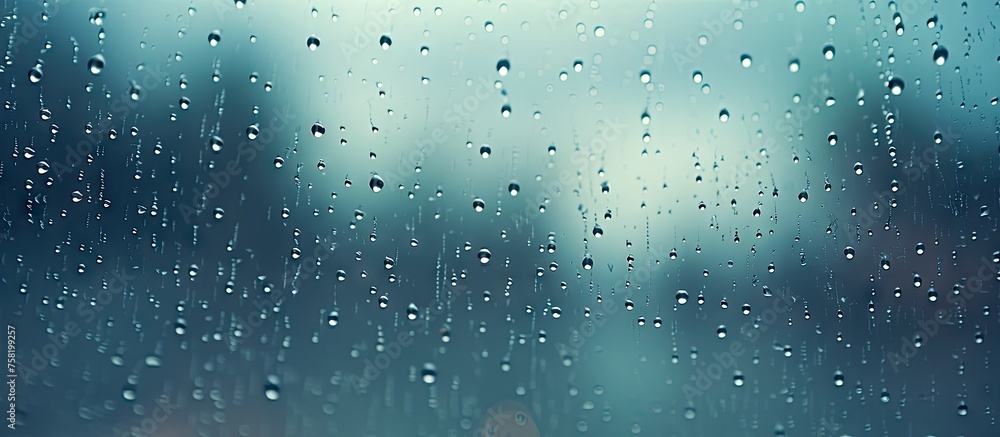Tranquil Rain Droplets Trickling Down a Frosted Window Pane, Peaceful Water Droplets
