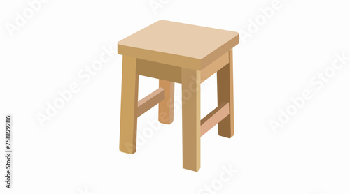 Vector Isolated Illustration of a Wooden Stool. Vector color illustration on a white background