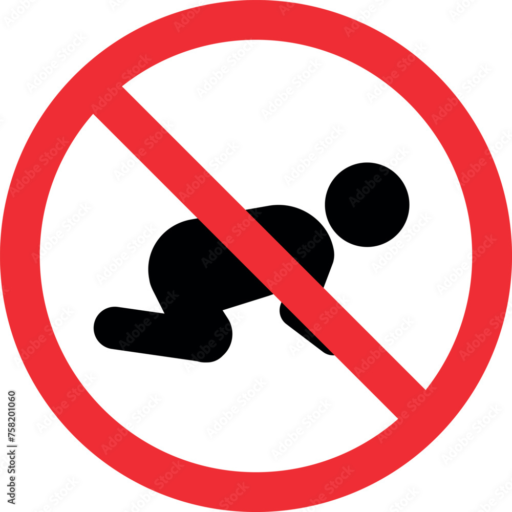 No crawling baby icon sign. Forbidden signs and symbols. No crawling baby icon sign. Forbidden signs and symbols.