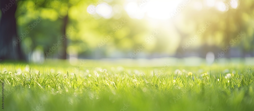 Tranquil Tree Silhouette Adorns Lush Green Grass in a Serene Nature Setting