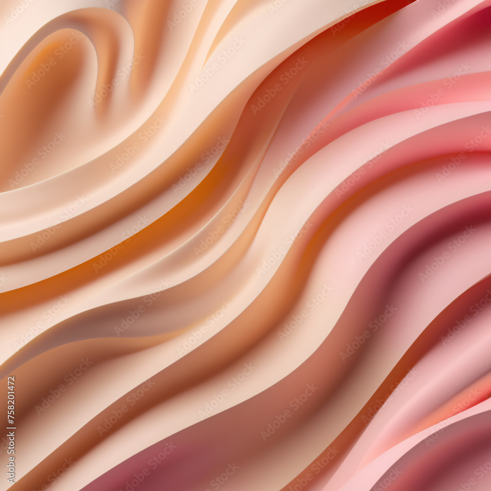 Fototapeta premium Pastel soft whipped cream background, abstract wavy photo, cream pattern, substance, realistic texture, cosmetic and beauty, skincare, food, dairy product