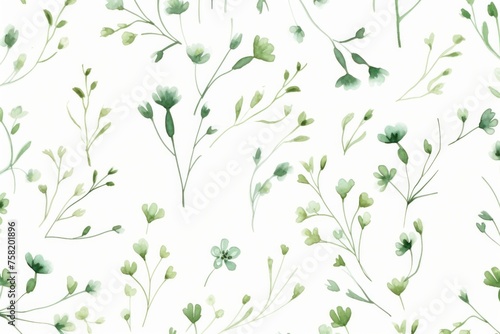 Floral pattern with small green flowers