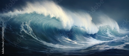 Majestic Swell: A Powerful Wave Rises in the Vast Blue Ocean Waters